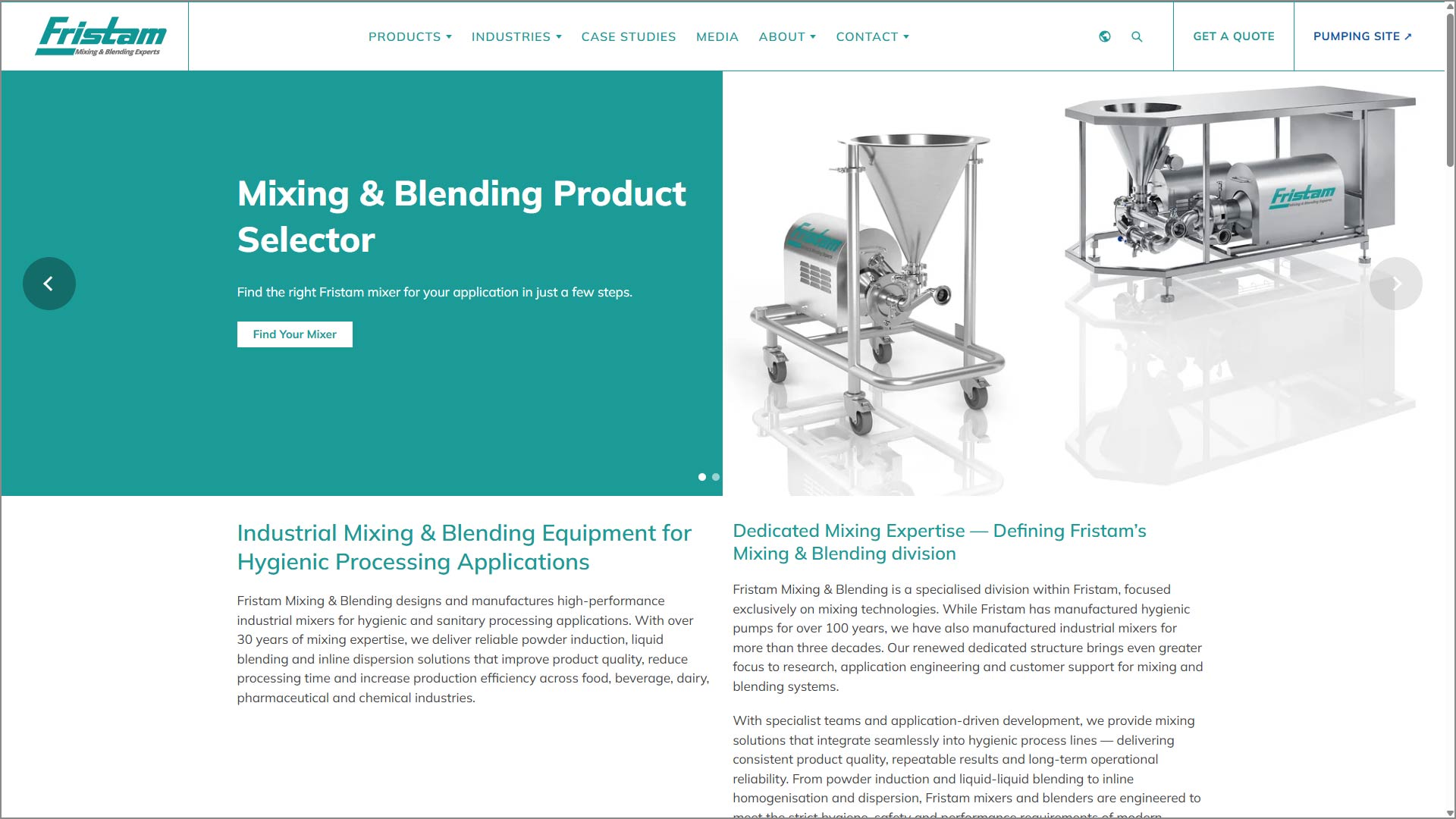 Fristam launches new mixing and blending website